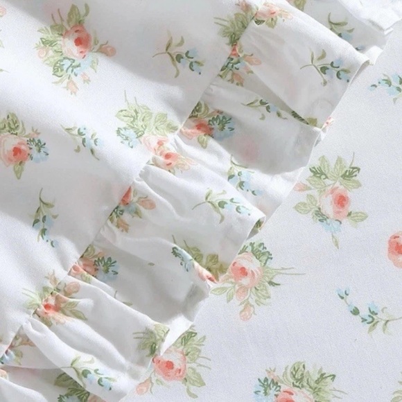 Laura Ashley ~ Twin XL ~ Roseford Ruffled Hem ~ 3 Pc. Sheet Set